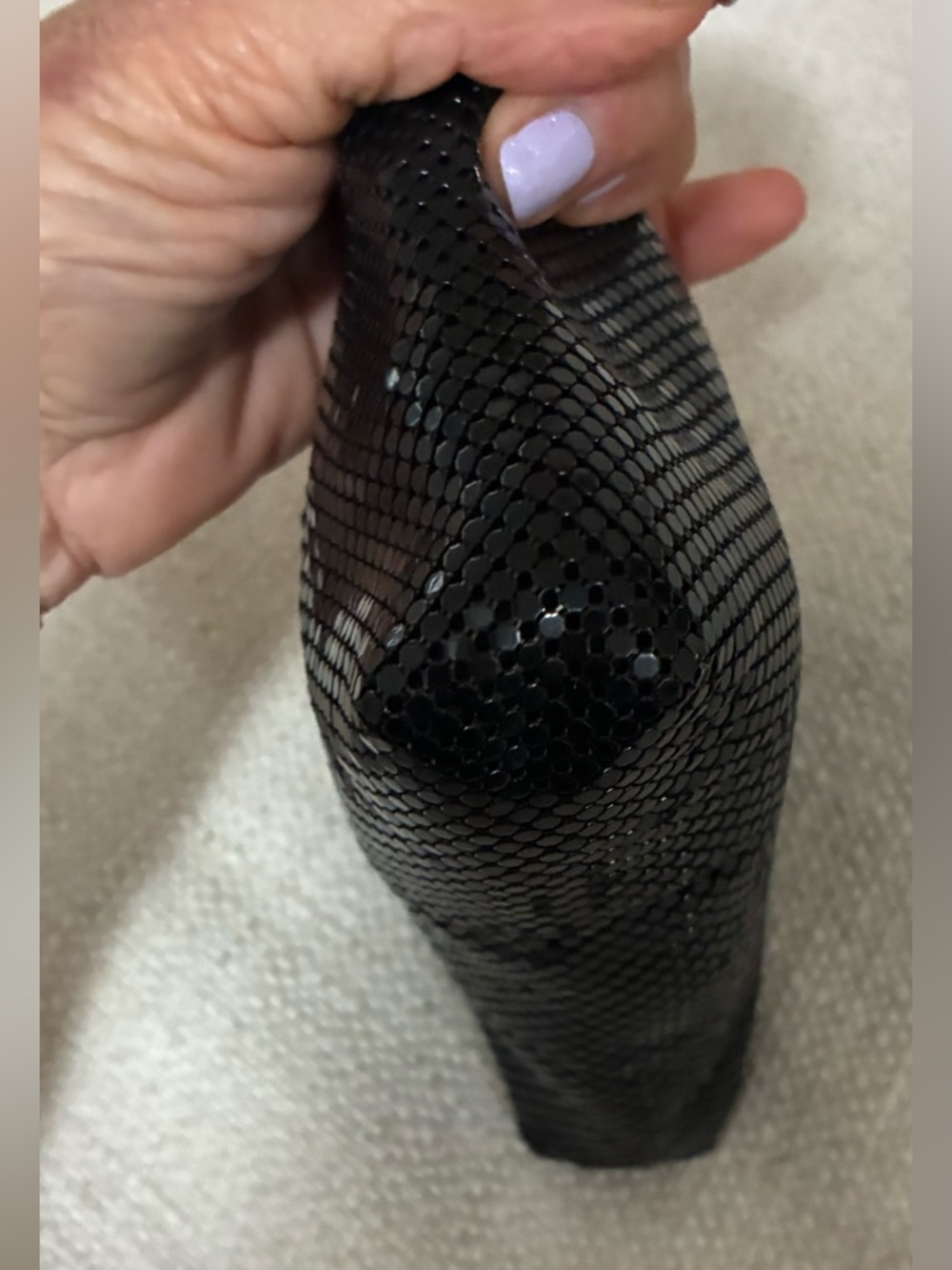 Whiting & Davis EUC Vintage Black Sequin Clutch Pouch -rhinestones. . - Picture 6 of 12